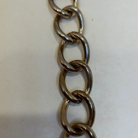 Two-Tone Blue Enamel Necklace Mid-Century Gold Tone Trim Statement Necklace - Picture 5 of 6